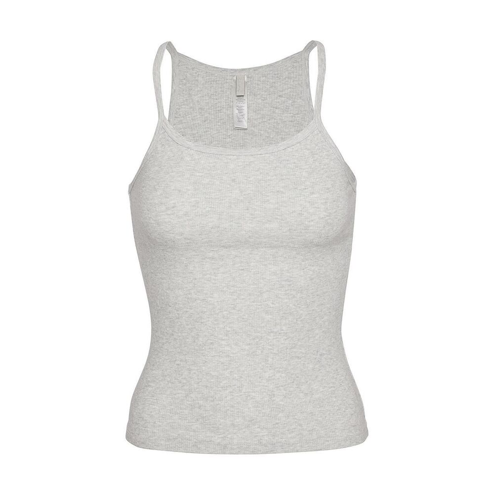 New With Tags Skims Scoop Cotton Rib Long Tank Women L Gray Luxury